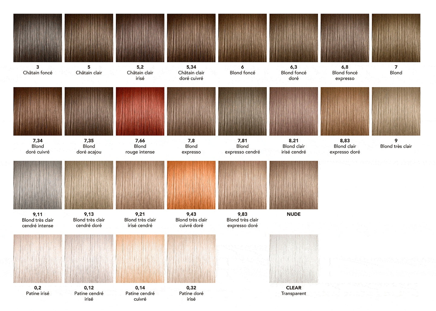 Cartela de cores BBHair Shine T/T